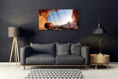 Acrylic Print Rock sun landscape brown blue