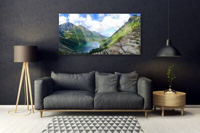 Acrylic Print Mountains landscape grey green blue