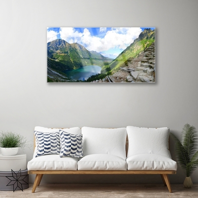 Acrylic Print Mountains landscape grey green blue