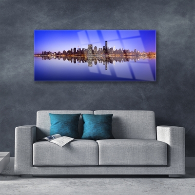 Acrylic Print City water houses blue brown white