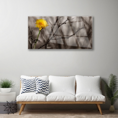 Acrylic Print Branch flower floral grey yellow