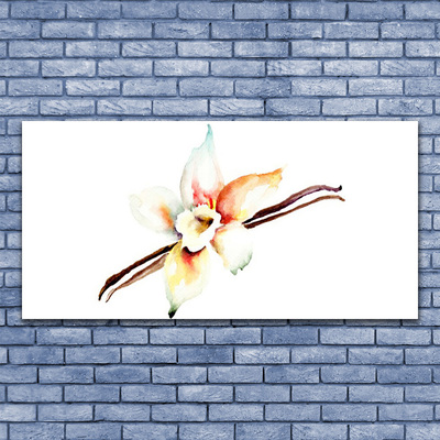 Acrylic Print Flower art white brown red