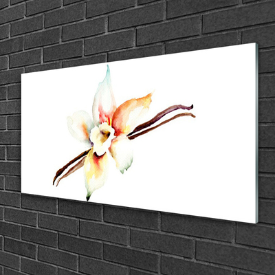 Acrylic Print Flower art white brown red