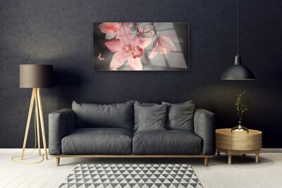 Acrylic Print Flowers floral pink grey