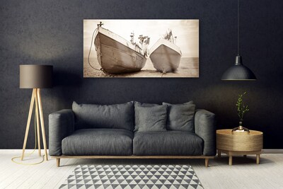 Acrylic Print Boats landscape sepia