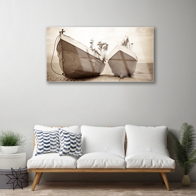 Acrylic Print Boats landscape sepia