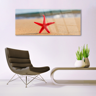 Acrylic Print Beach starfish art red
