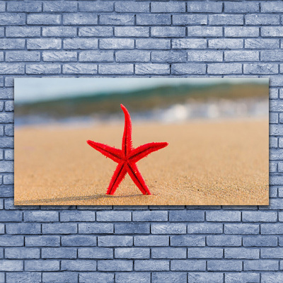 Acrylic Print Beach starfish art red