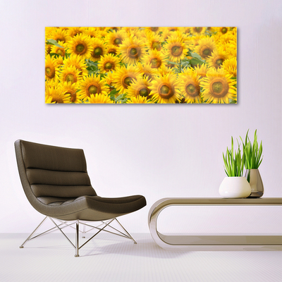 Acrylic Print Sunflowers floral yellow brown green