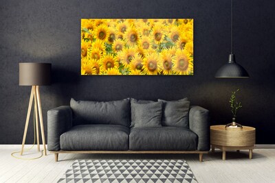 Acrylic Print Sunflowers floral yellow brown green