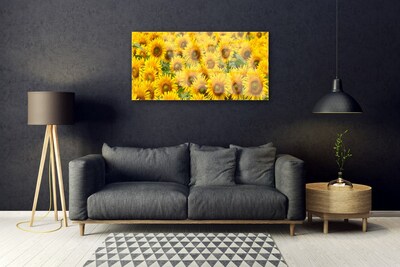 Acrylic Print Sunflowers floral yellow brown green