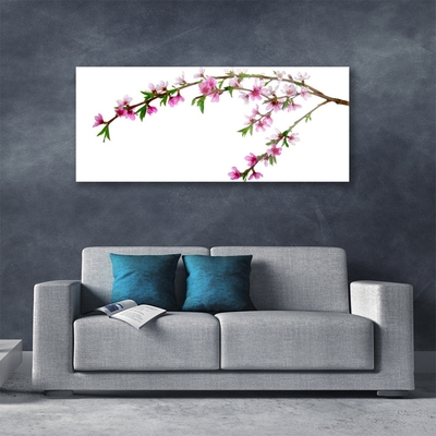 Acrylic Print Branch flowers nature pink purple green brown