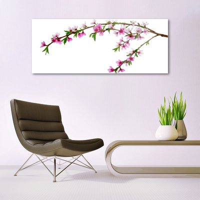 Acrylic Print Branch flowers nature pink purple green brown