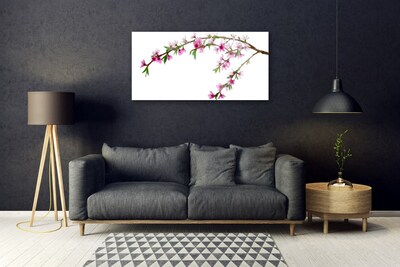 Acrylic Print Branch flowers nature pink purple green brown