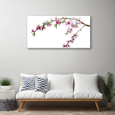 Acrylic Print Branch flowers nature pink purple green brown