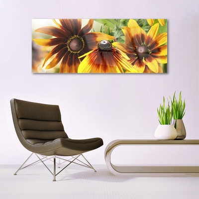 Acrylic Print Flowers floral brown yellow