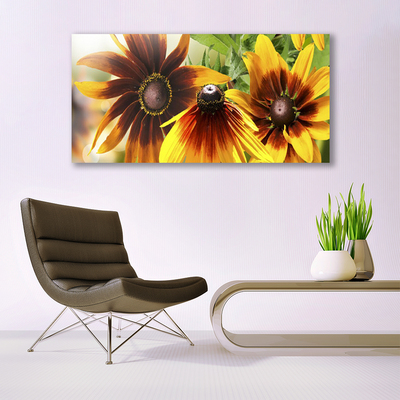 Acrylic Print Flowers floral brown yellow