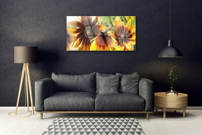 Acrylic Print Flowers floral brown yellow