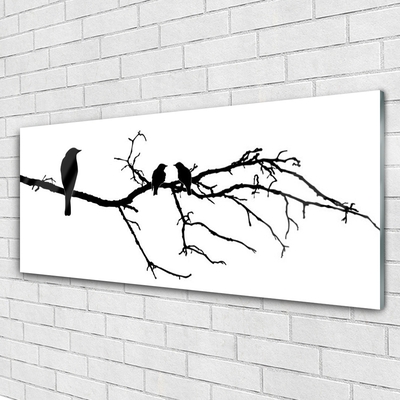 Acrylic Print Birds branch art black