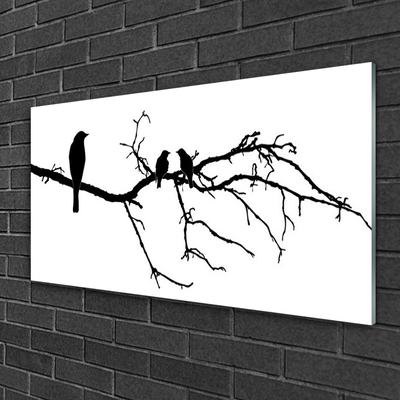 Acrylic Print Birds branch art black