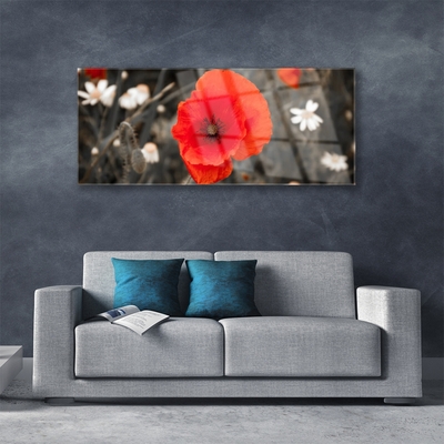 Acrylic Print Flower floral red grey