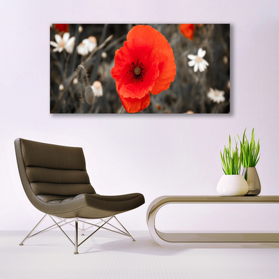 Acrylic Print Flower floral red grey