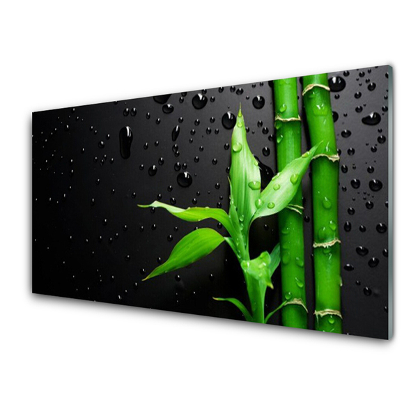 Acrylic Print Bamboo leaves floral green black