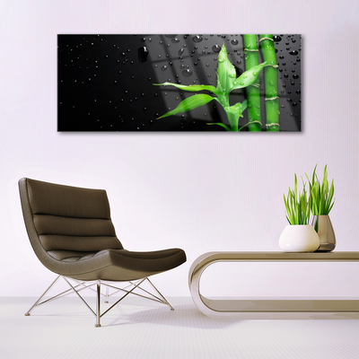 Acrylic Print Bamboo leaves floral green black