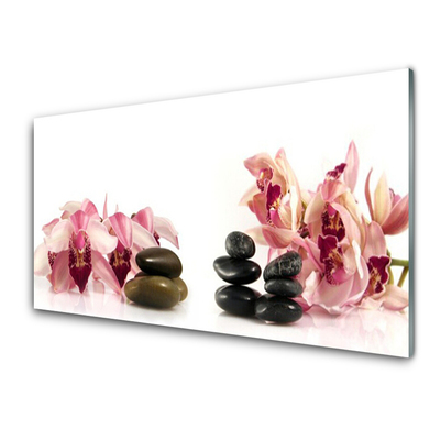 Acrylic Print Flower stones art brown black white