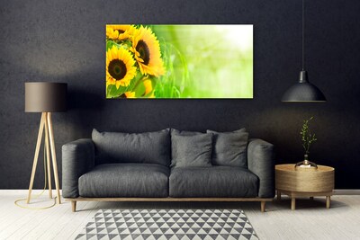 Acrylic Print Sunflowers floral brown yellow green