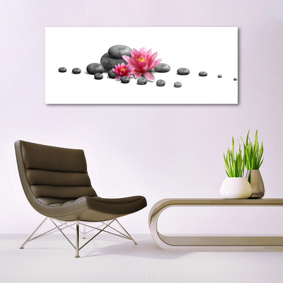 Acrylic Print Flower stones art red grey white