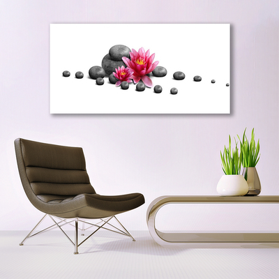 Acrylic Print Flower stones art red grey white