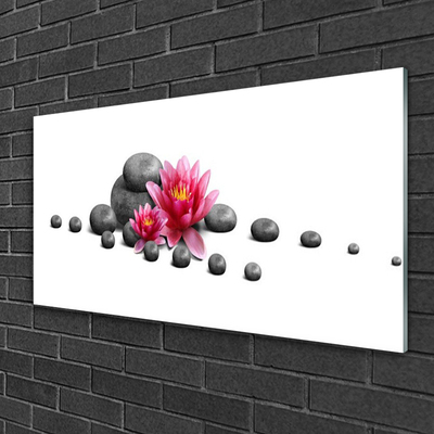 Acrylic Print Flower stones art red grey white