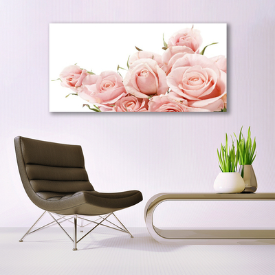 Acrylic Print Roses floral beige white