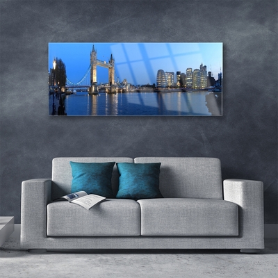 Acrylic Print Bridge city sea architecture blue grey