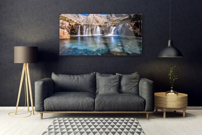Acrylic Print Waterfall nature blue green grey