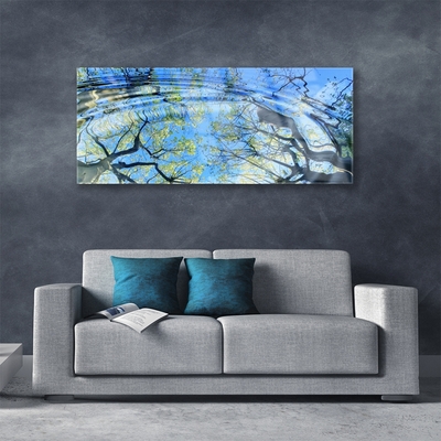 Acrylic Print Water trees art blue brown