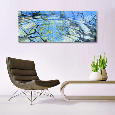 Acrylic Print Water trees art blue brown