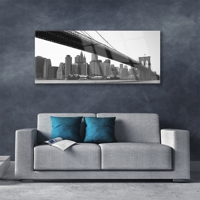 Acrylic Print Bridge city architecture grey black