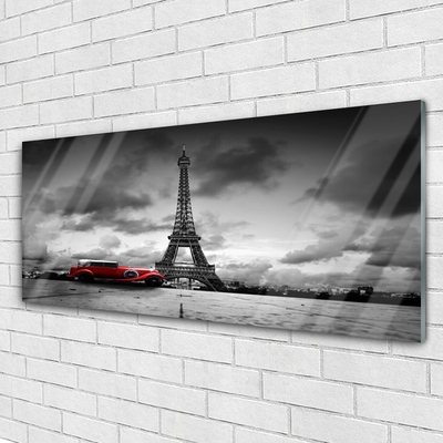 Acrylic Print Eiffelturm car paris architecture red grey