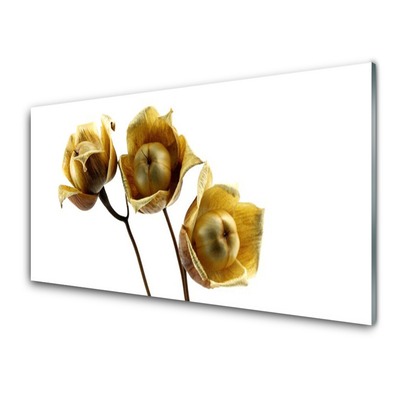 Acrylic Print Flowers floral green brown