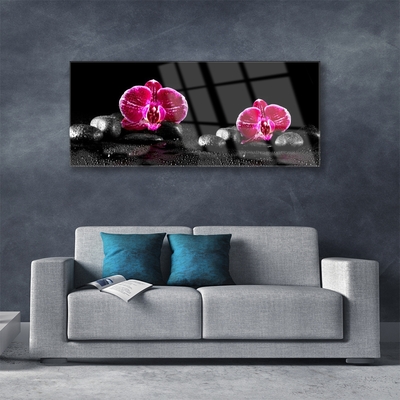 Acrylic Print Flower stones floral black red