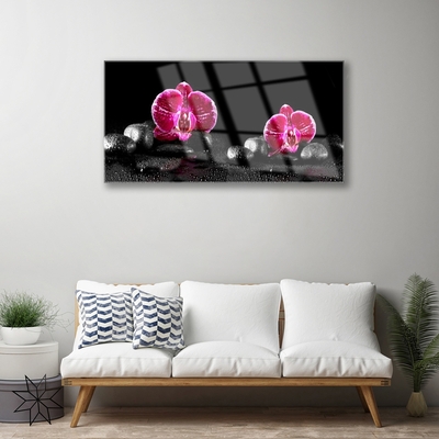 Acrylic Print Flower stones floral black red