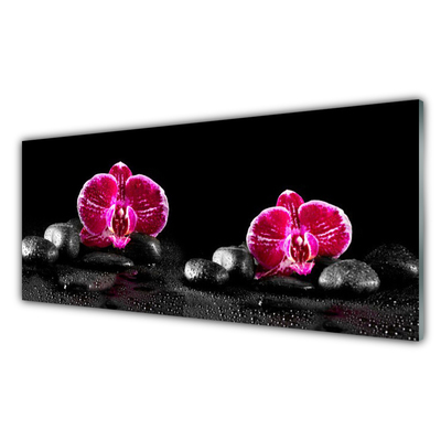 Acrylic Print Flower stones floral black red