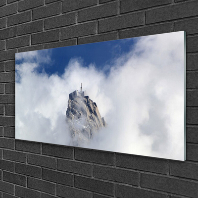 Acrylic Print Mountain clouds landscape white grey blue