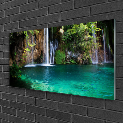 Acrylic Print Lake waterfall nature blue green