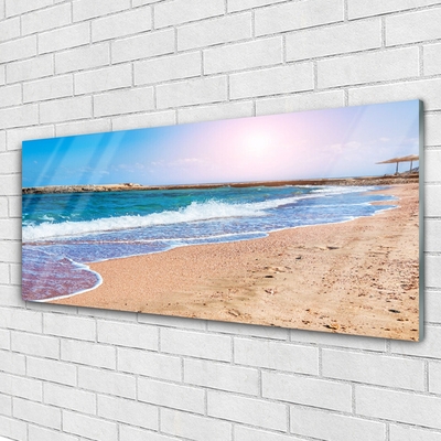 Acrylic Print Ocean beach landscape blue brown