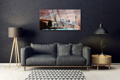 Acrylic Print Bridge city architecture brown grey