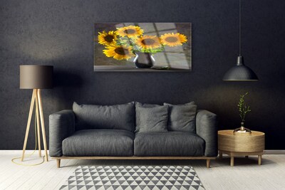 Acrylic Print Sunflower flower vase floral yellow grey