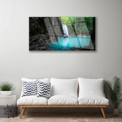 Acrylic Print Lake waterfall nature grey blue green